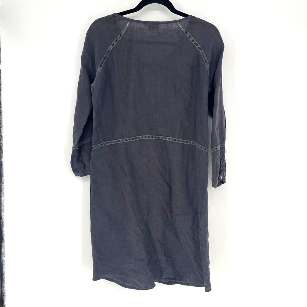 Hartford Linen Button Front Dress Gray Women Size 1 US 4 Small Casual Minimalist - Picture 2 of 10